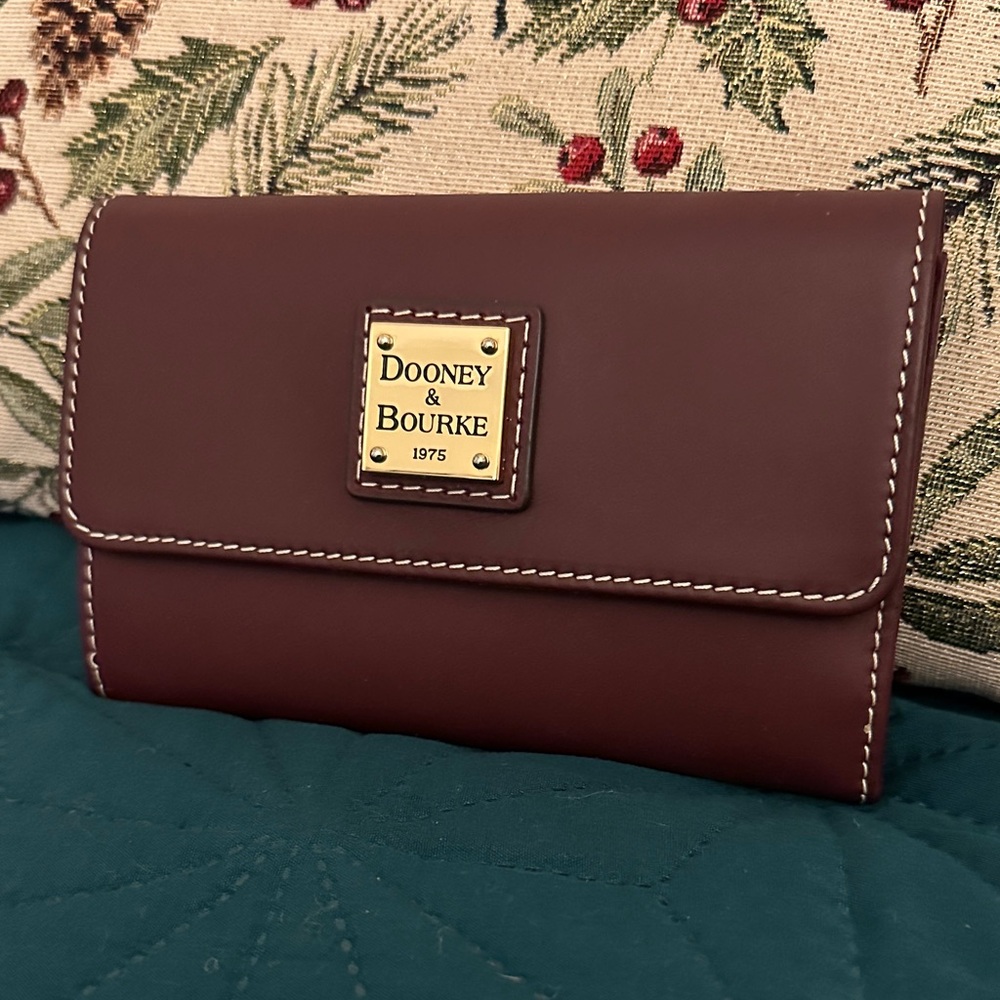 Dooney & Bourke Maroon Wallet with Gold Logo